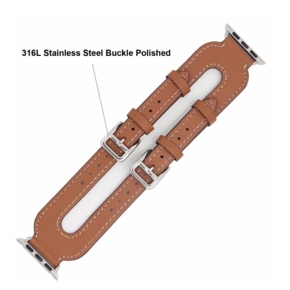 Apple Watch Series Classic Leather Double Buckle Watch Band, 42mm, Band Only - Picture 2 of 6